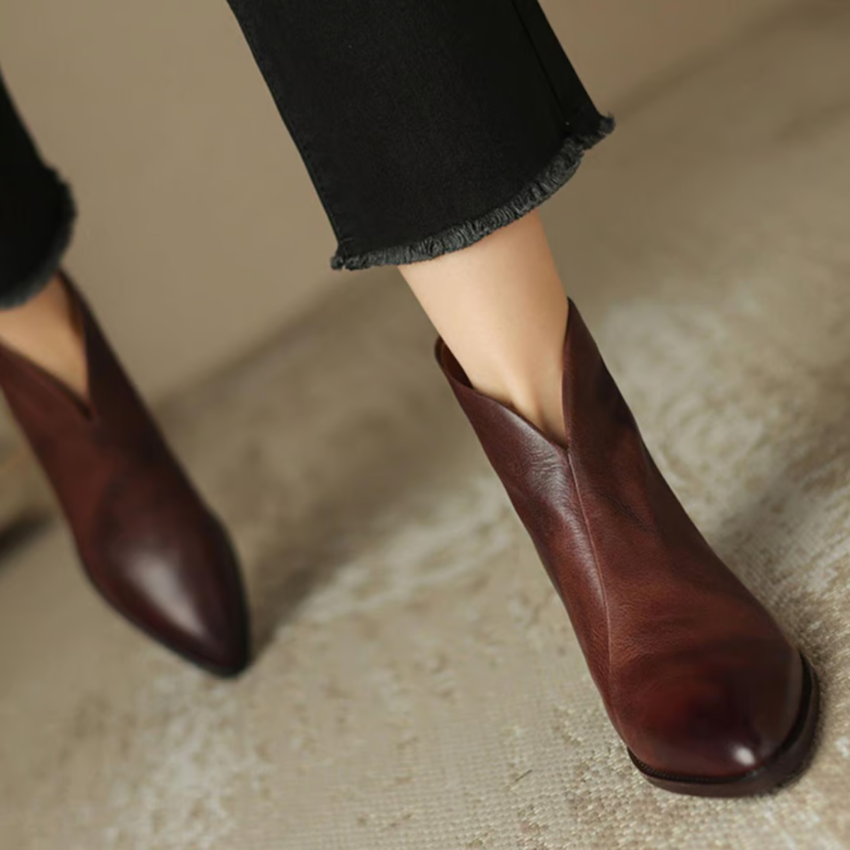 Camille | Luxury Ankle Boots with Low Heel