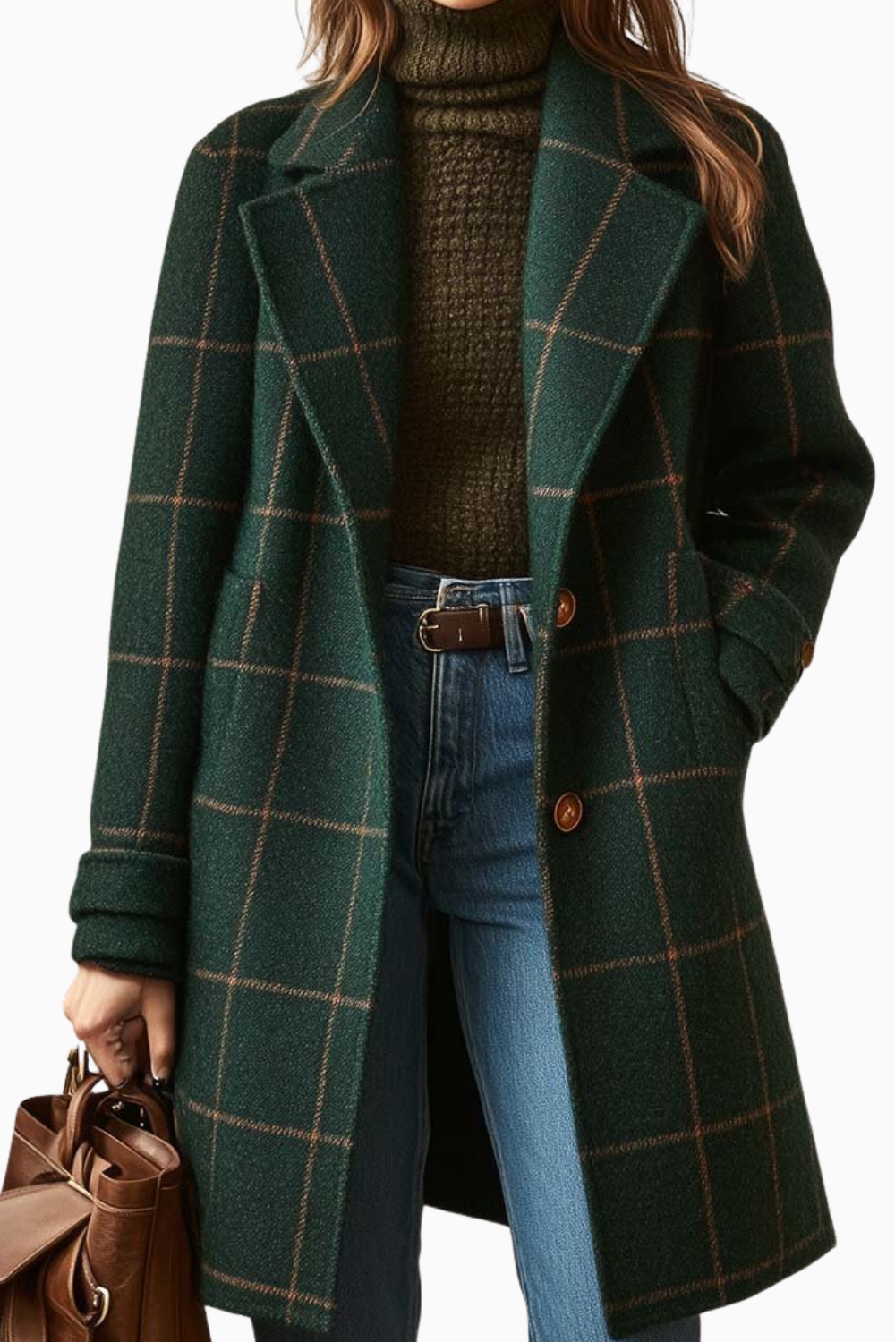 Kaitlyn | Retro Lapel Plaid Tweed Coat